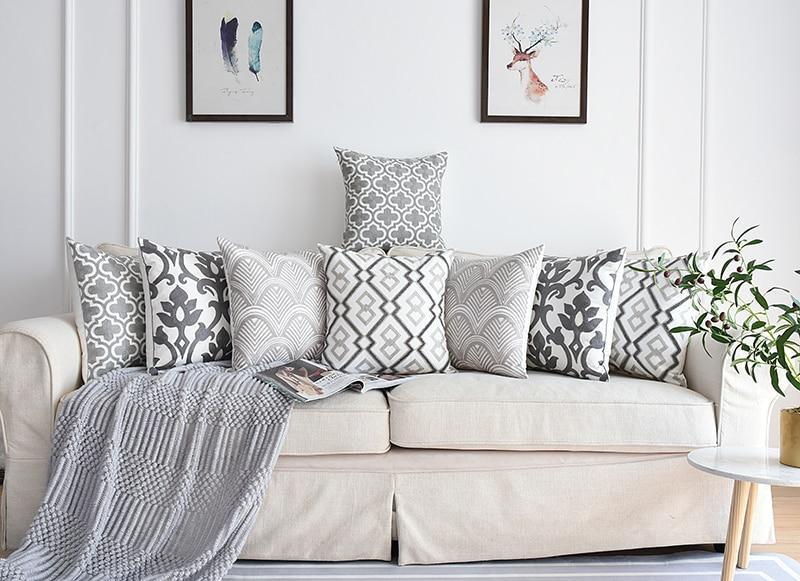 Grey Vintage Pattern Cushion Covers - Nordic Side - 