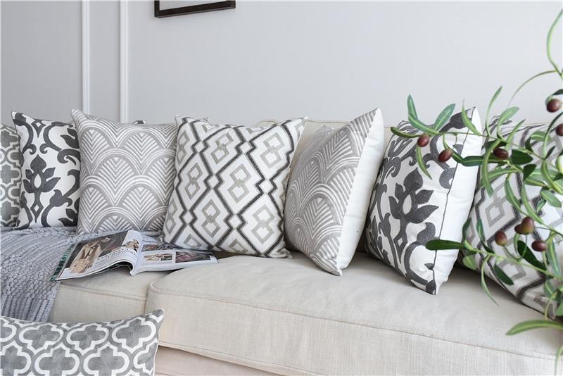 Grey Vintage Pattern Cushion Covers - Nordic Side - 