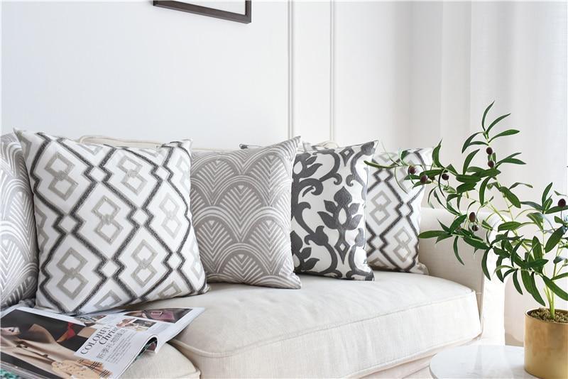 Grey Vintage Pattern Cushion Covers - Nordic Side - 