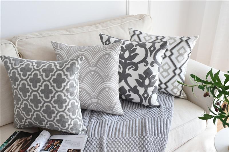 Grey Vintage Pattern Cushion Covers - Nordic Side - 