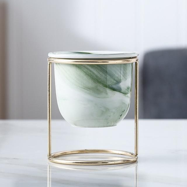 Marble Pot with Golden Stand - Nordic Side - 