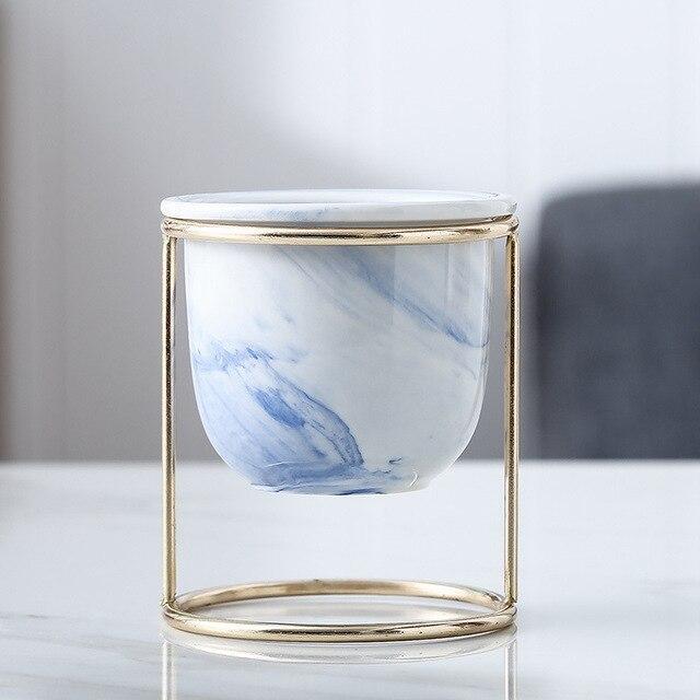 Marble Pot with Golden Stand - Nordic Side - 