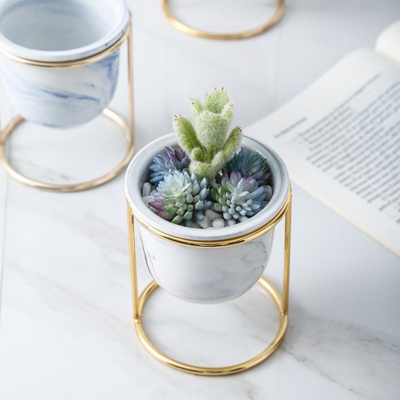 Marble Pot with Golden Stand - Nordic Side - 