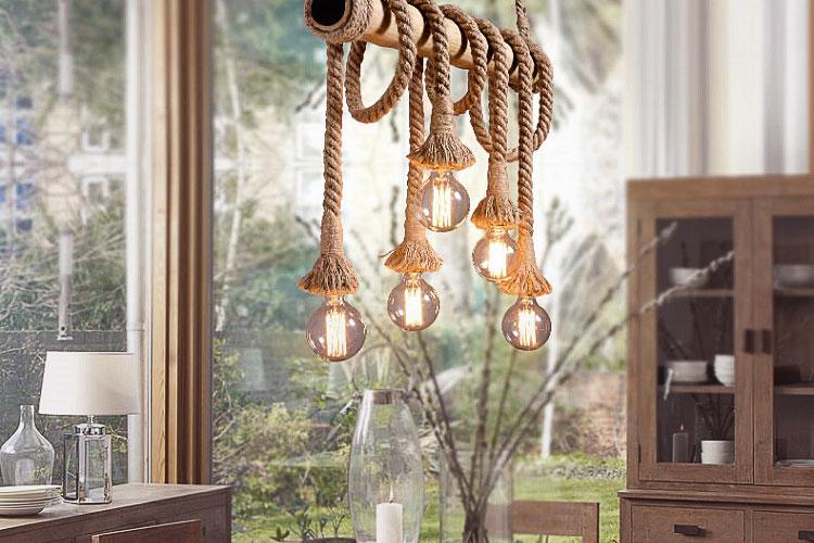 Martos - Bamboo Hemp Rope Pendant Lights