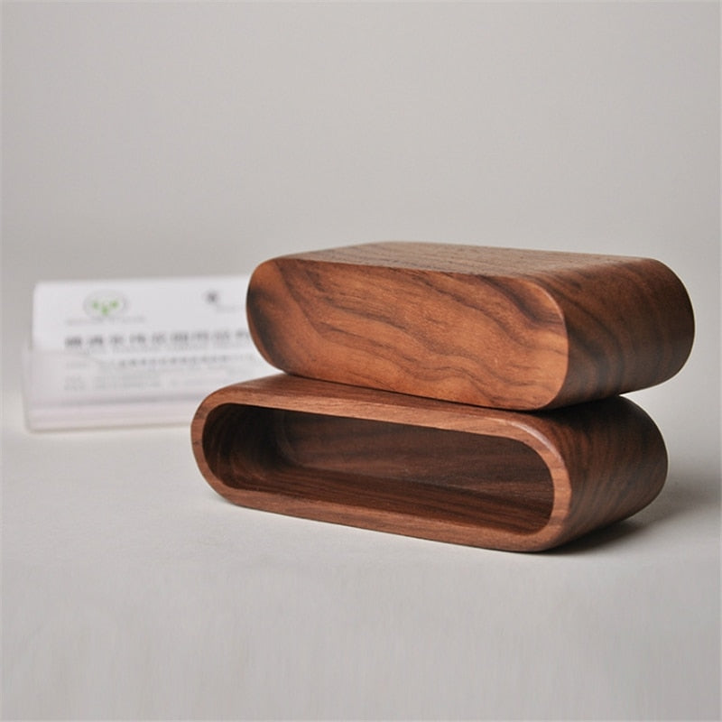 Wooden business card holder