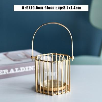 Gold Glass Geometric Candle Holder - Nordic Side - 