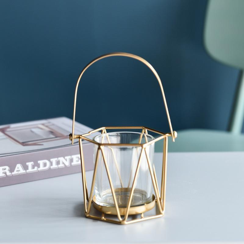 Gold Glass Geometric Candle Holder - Nordic Side - 