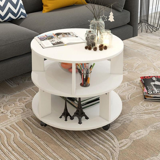 Whaler Modern Round End Table - Multi-Shelf