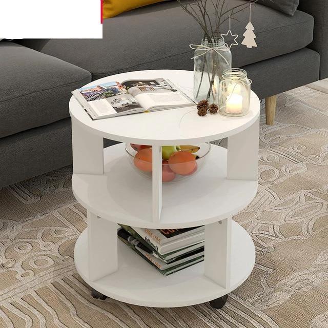 Whaler Modern Round End Table - Multi-Shelf