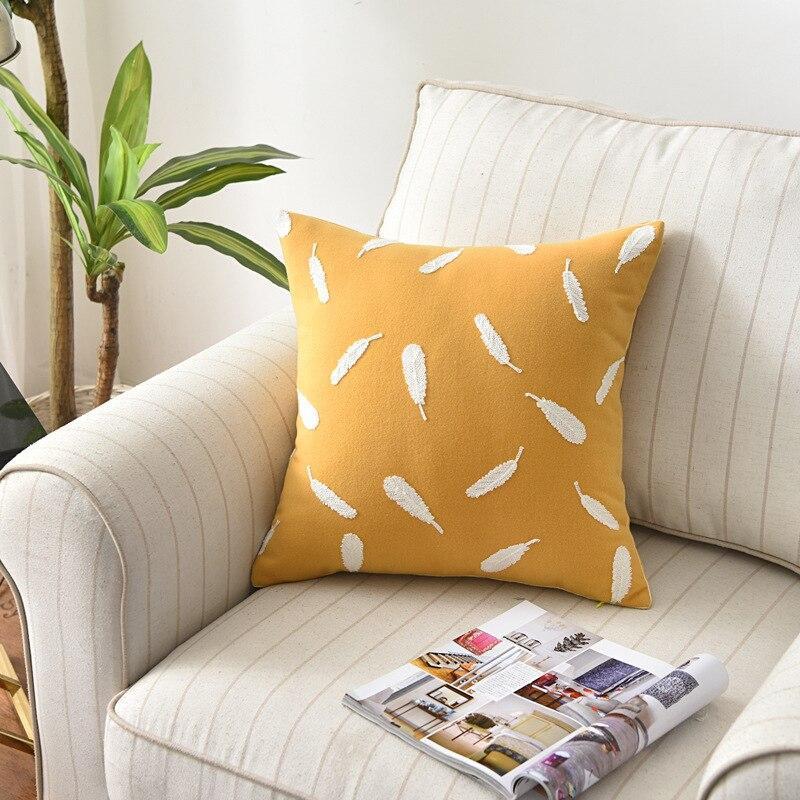 Feather Yellow Cushion Cover - Nordic Side - 