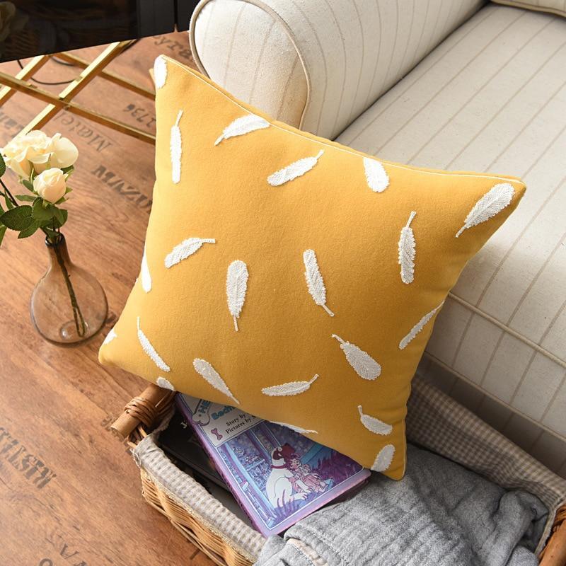 Feather Yellow Cushion Cover - Nordic Side - 