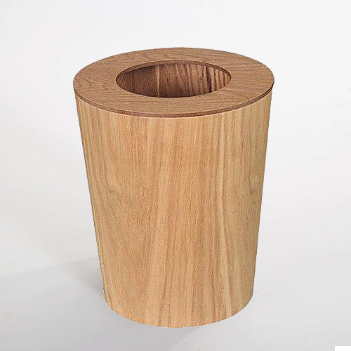 Wooden Veneer Waste Bin With Lid