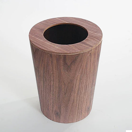 Wooden Veneer Waste Bin With Lid