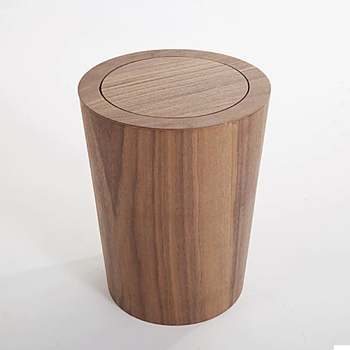 Wooden Veneer Waste Bin With Lid