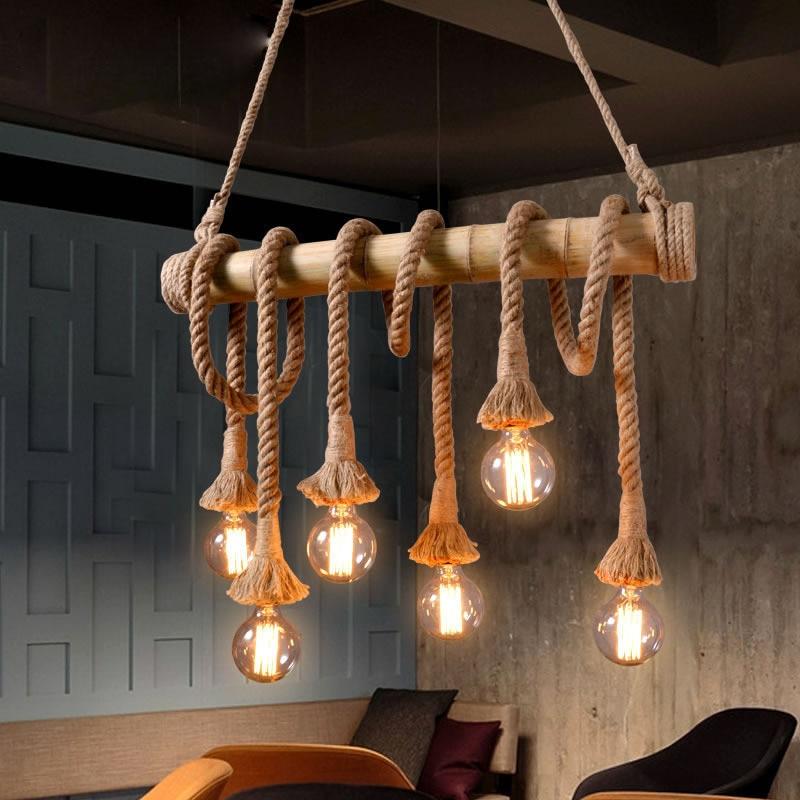 Bamboo Rope Pendant Lights - Natural Contrast