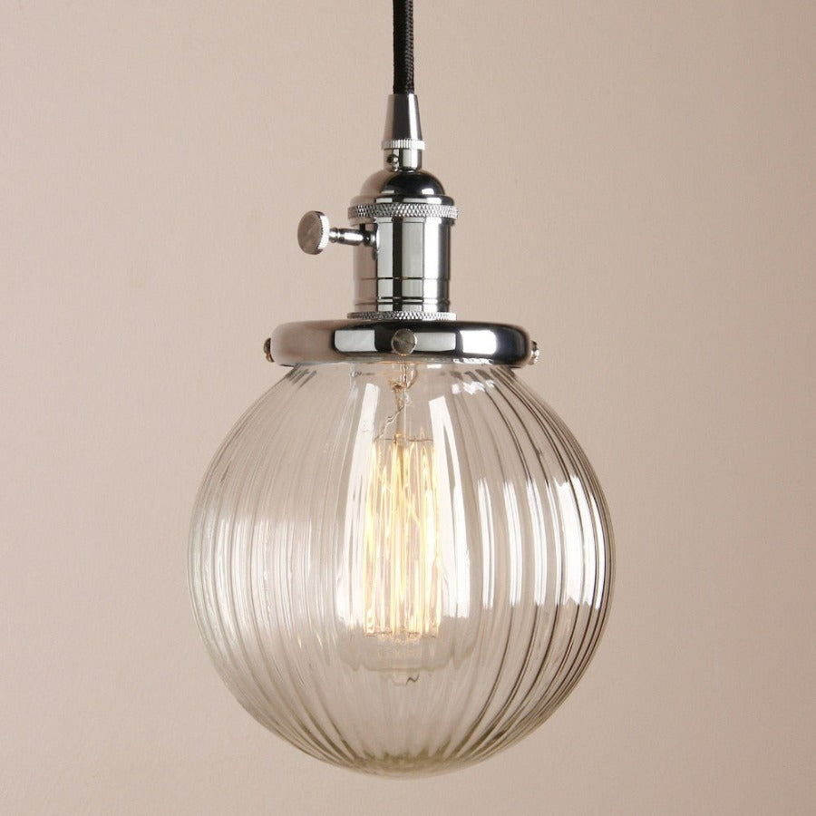 Vintage Textured Glass Globe Pendant Lights