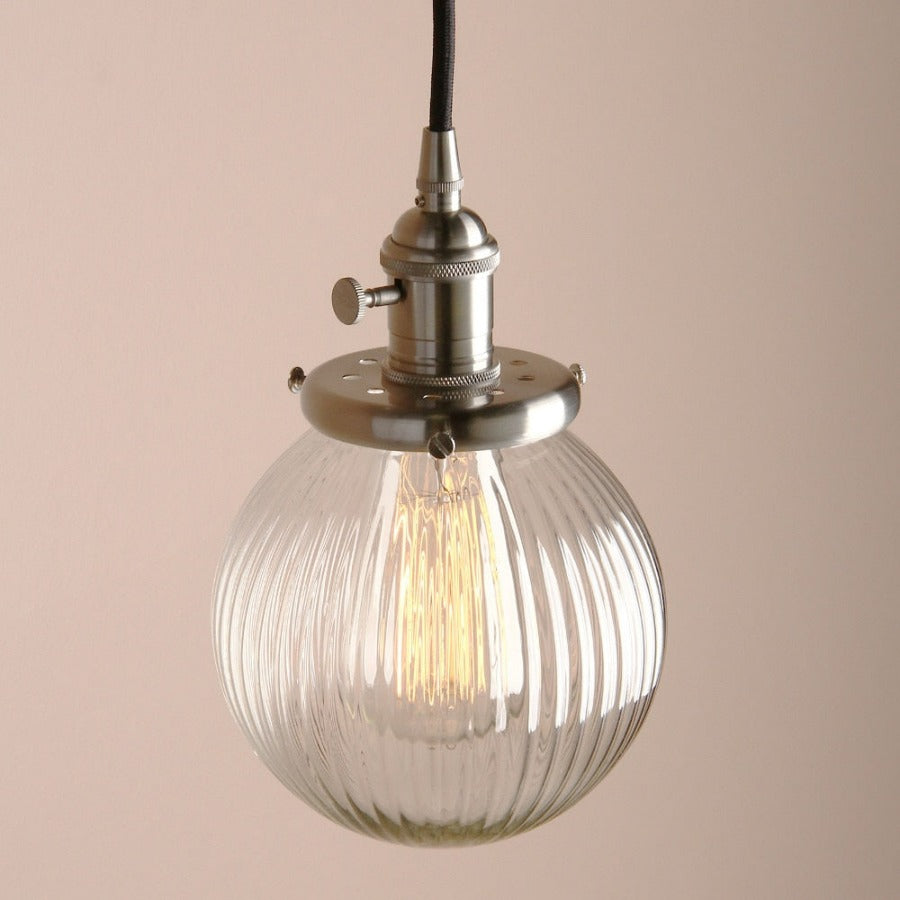 Vintage Textured Glass Globe Pendant Lights