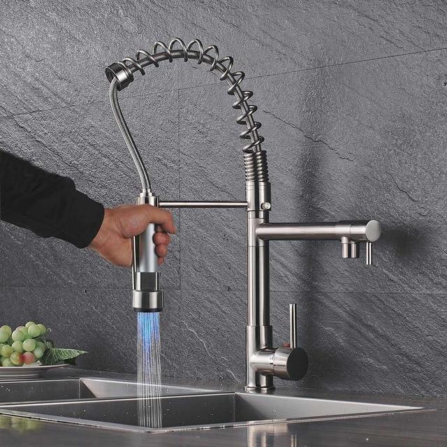 Carylon - LED Kitchen Spring Deck Mounted Faucet - Nordic Side - 03-19