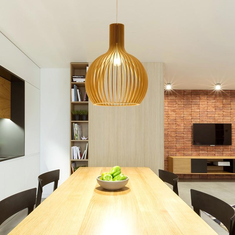 Modern Elegant Octo Wood Pendant Light