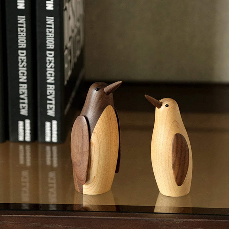 Wooden Penguins Decorative Figurines