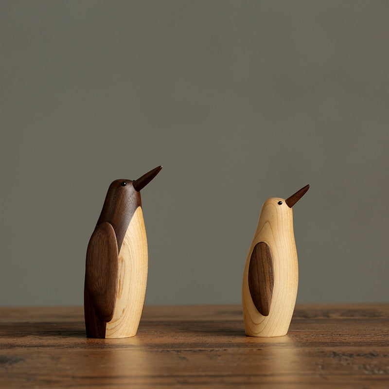 Wooden Penguins Decorative Figurines