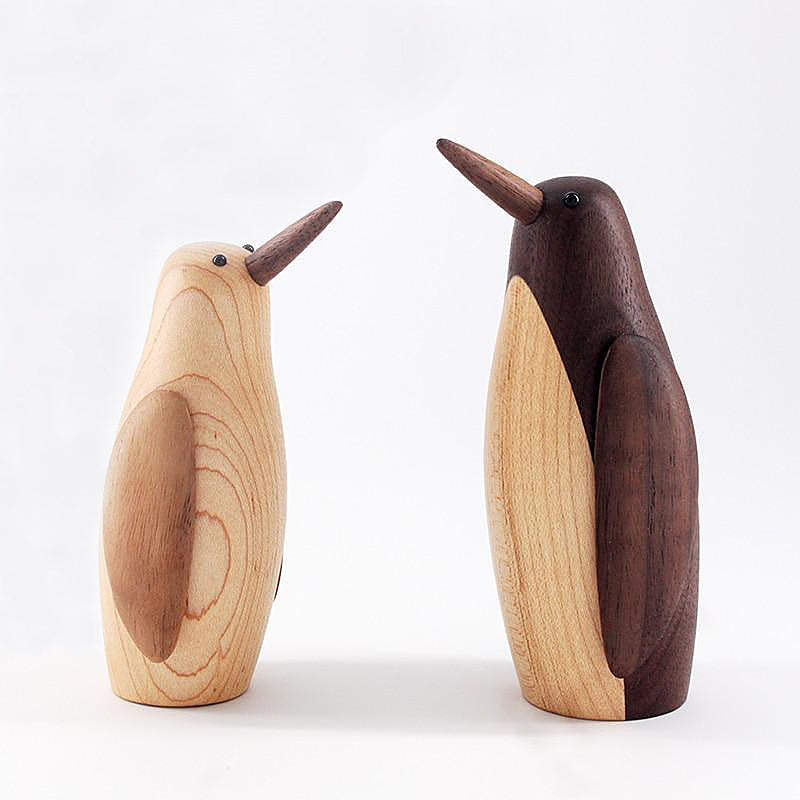 Wooden Penguins Decorative Figurines