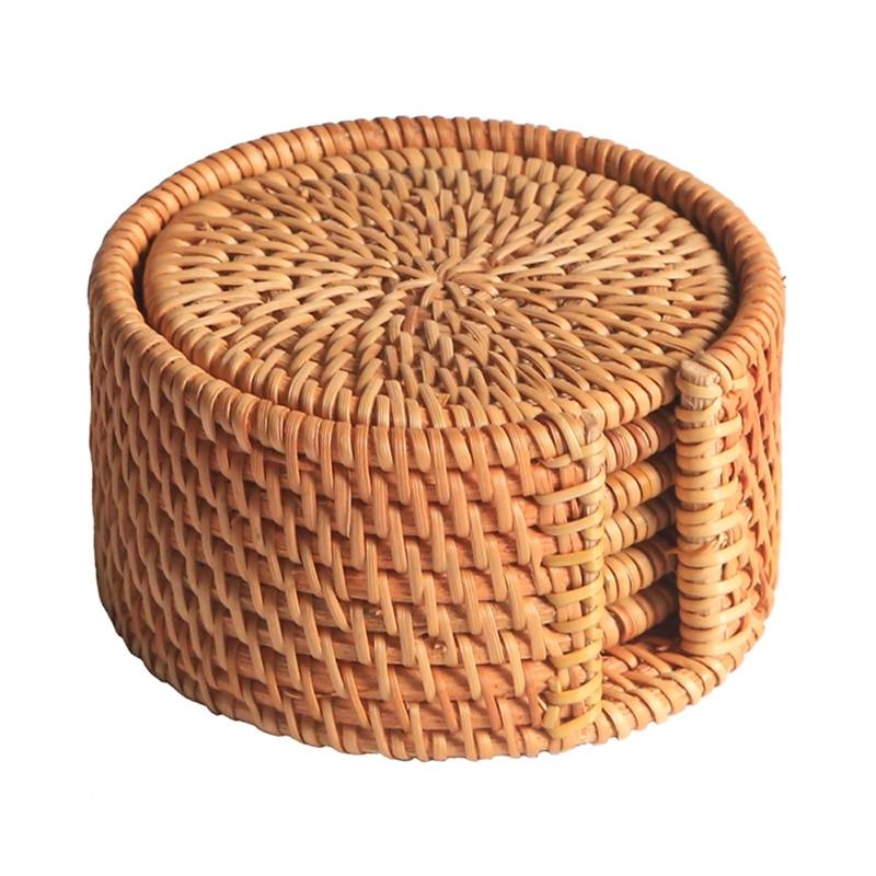 Rattan Natural Rattan Coasters Set