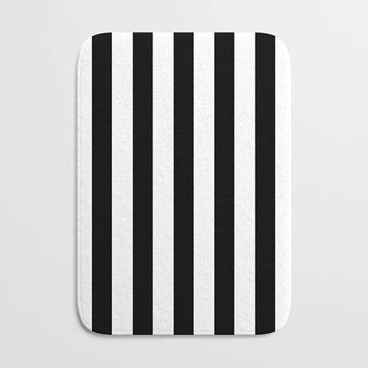 Black and white stripes bath mat