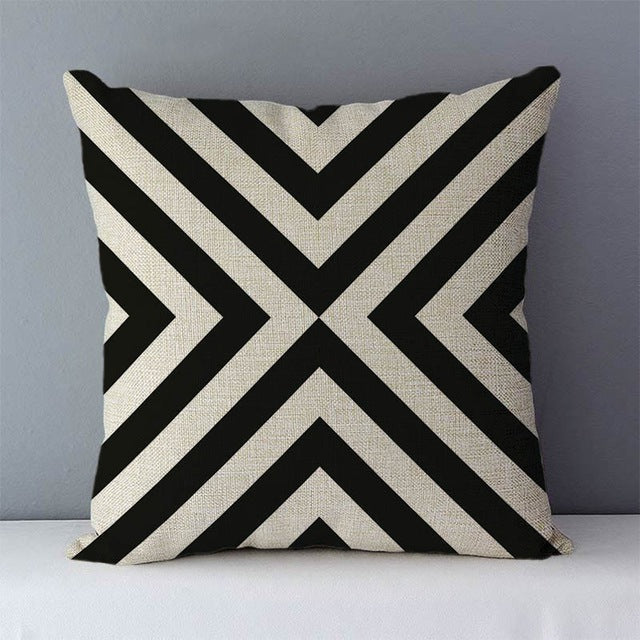 Black and white geometric cushions