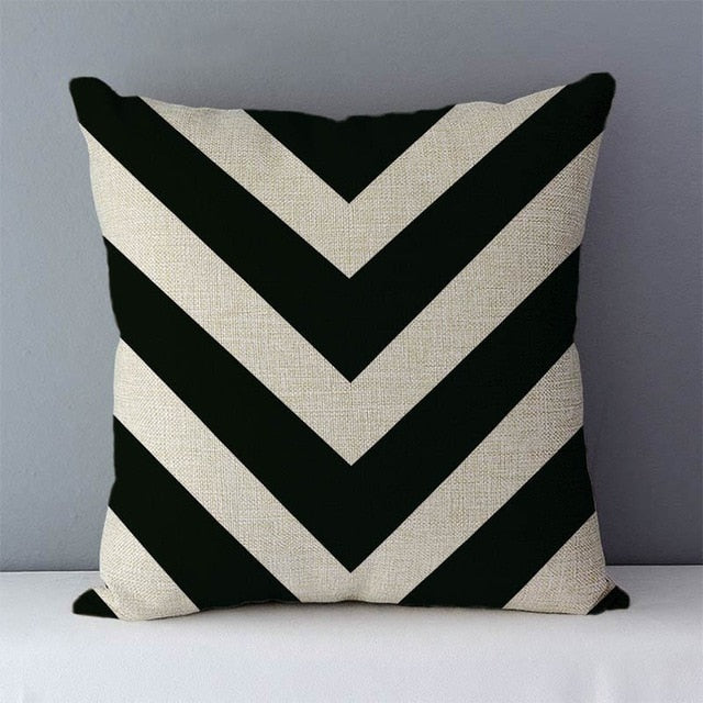 Black and white geometric cushions