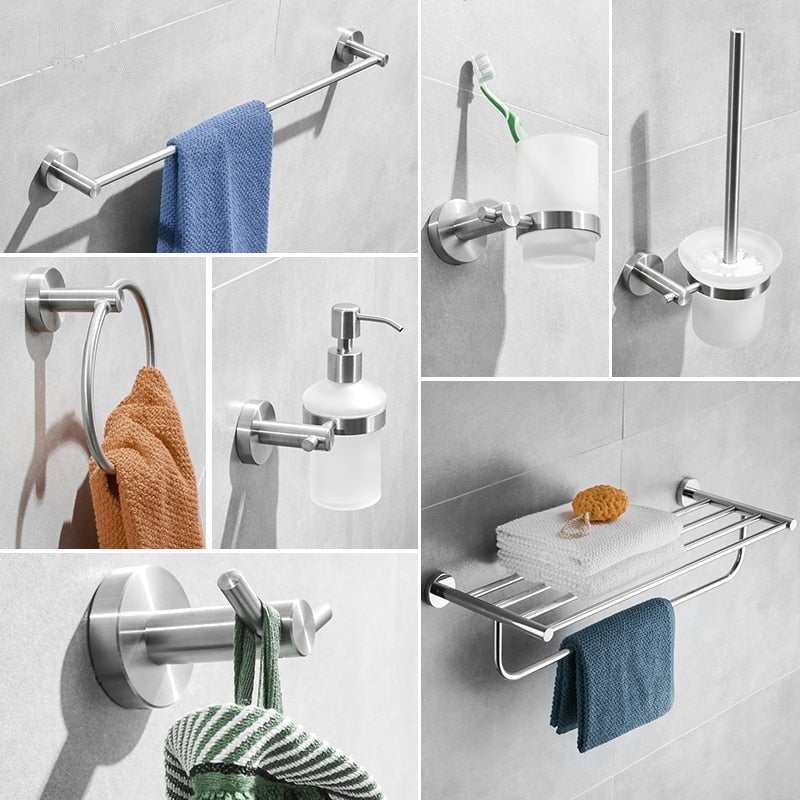 Benton Modern Brushed Stainless Steel Bathroom Hardware Set