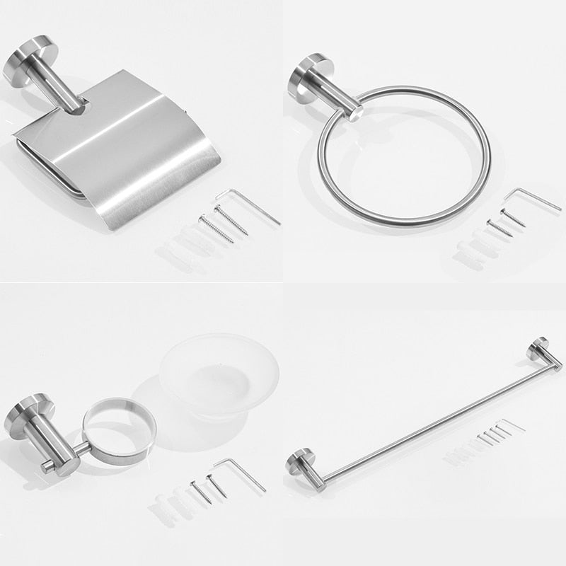 Benton Modern Brushed Stainless Steel Bathroom Hardware Set