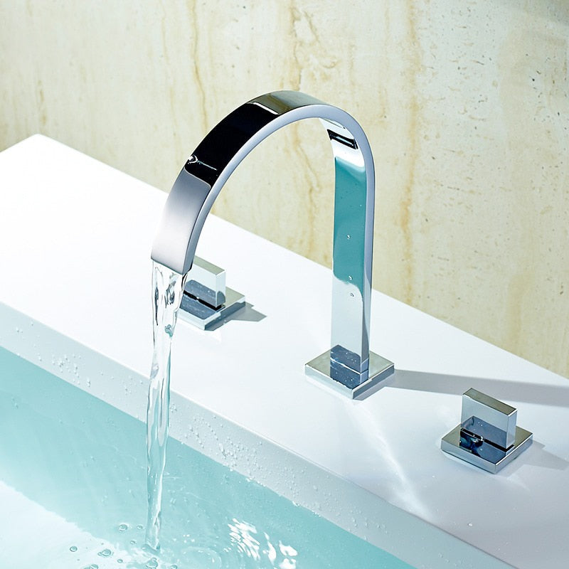 Modern Gooseneck Double Handle Bathroom Faucet