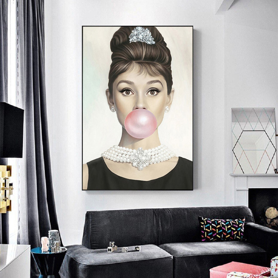 Blowing bubblegum art prints