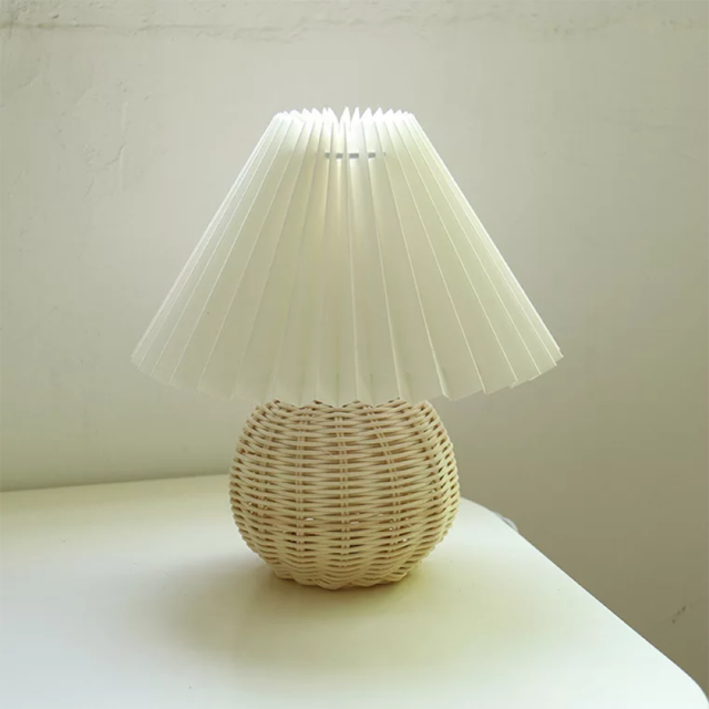 Vintage Rattan Table Lamp - Natural Materials