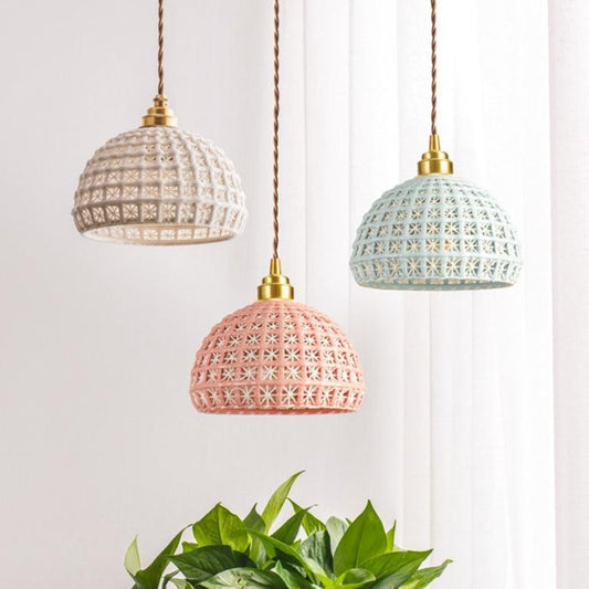 Woven Ceramic Pendant Light Fixture