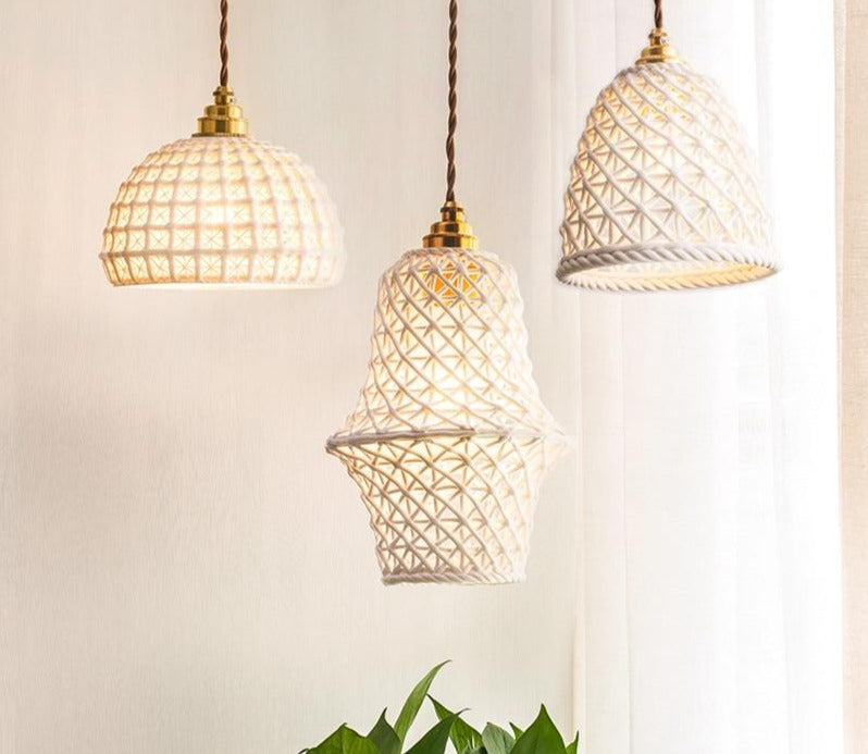 Woven Ceramic Pendant Light Fixture