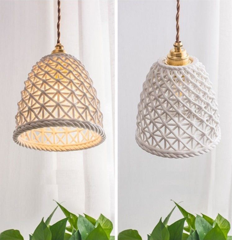 Woven Ceramic Pendant Light Fixture