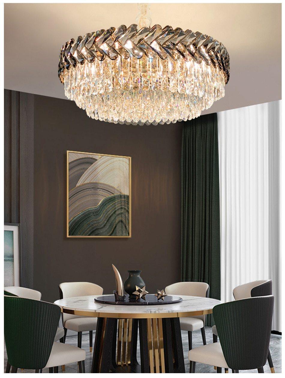 Ronde Bague Chevron Chandelier - Nordic Side - black, chandelier, crystal, pendant