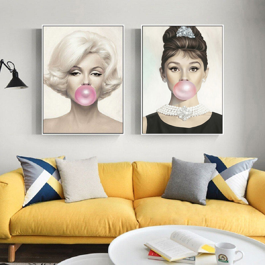 Blowing bubblegum art prints