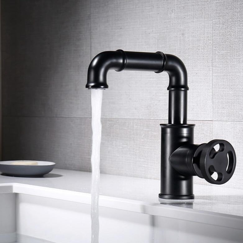 Modern Industrial Bathroom Sink Faucet, Single Hole