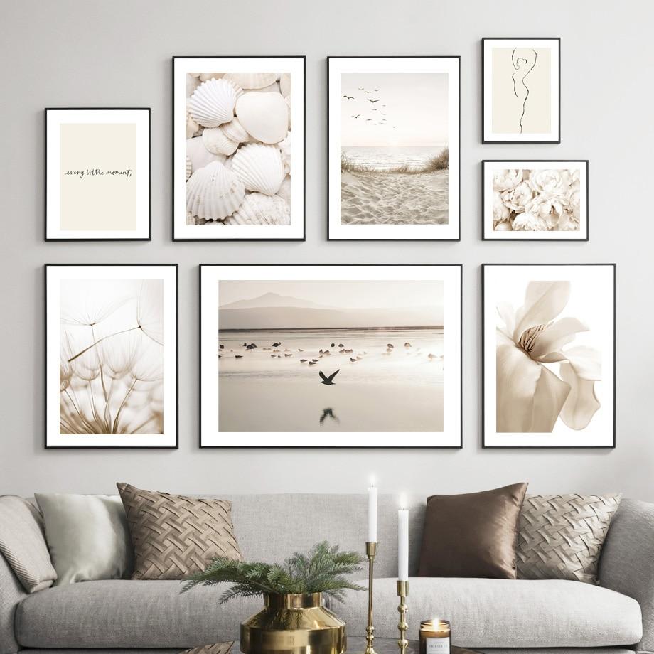 alohaboho White Shell Beach Wall Art Canvas