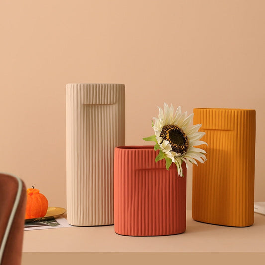 Vertical Line Ceramic Vase