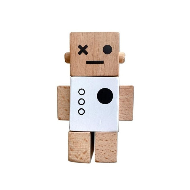 Wooden Block Robots Playset