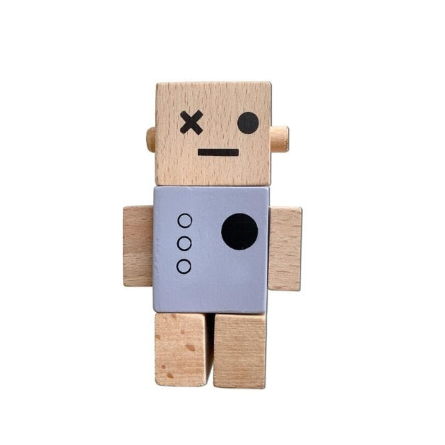 Wooden Block Robots Playset