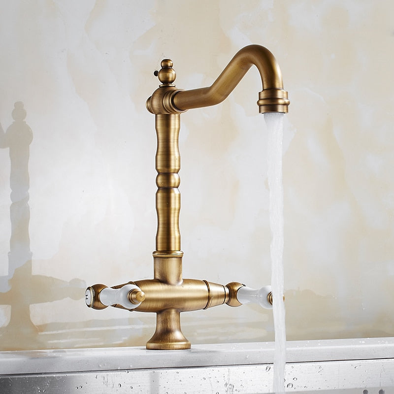 Two-Handle Rustic Brass Faucet