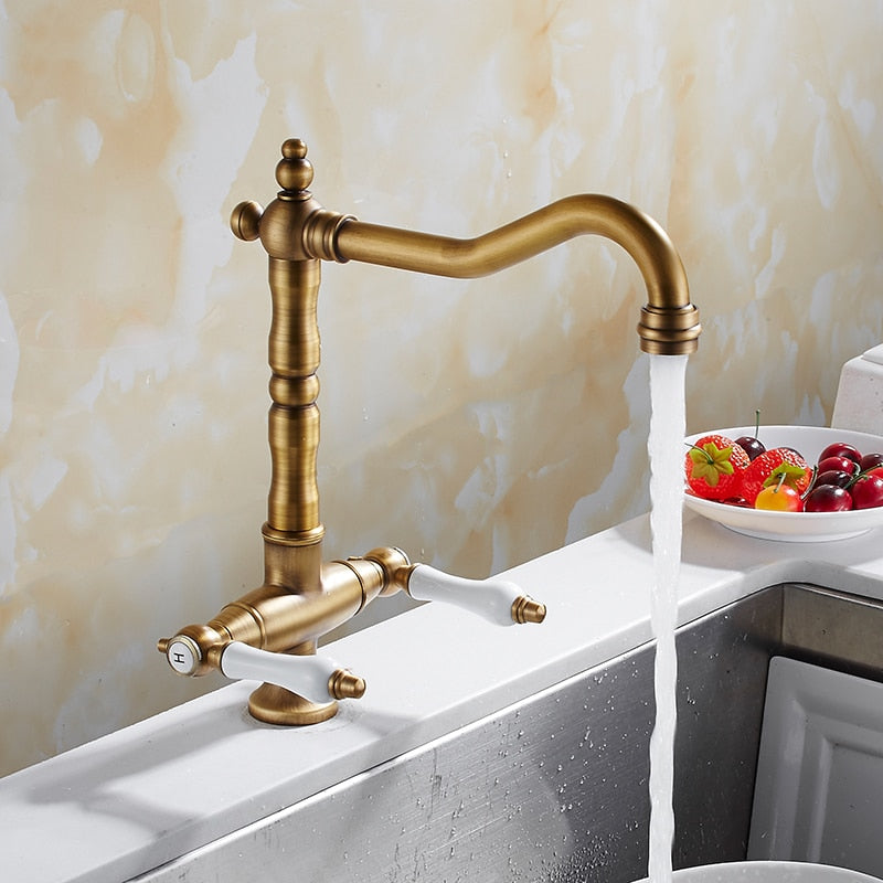 Two-Handle Rustic Brass Faucet