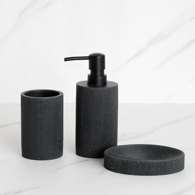 Matte Ribbed Bathroom Accessory Set