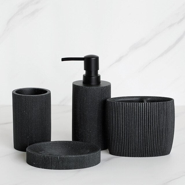 Matte Ribbed Bathroom Accessory Set