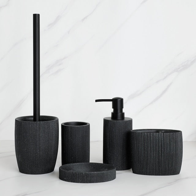 Matte Ribbed Bathroom Accessory Set